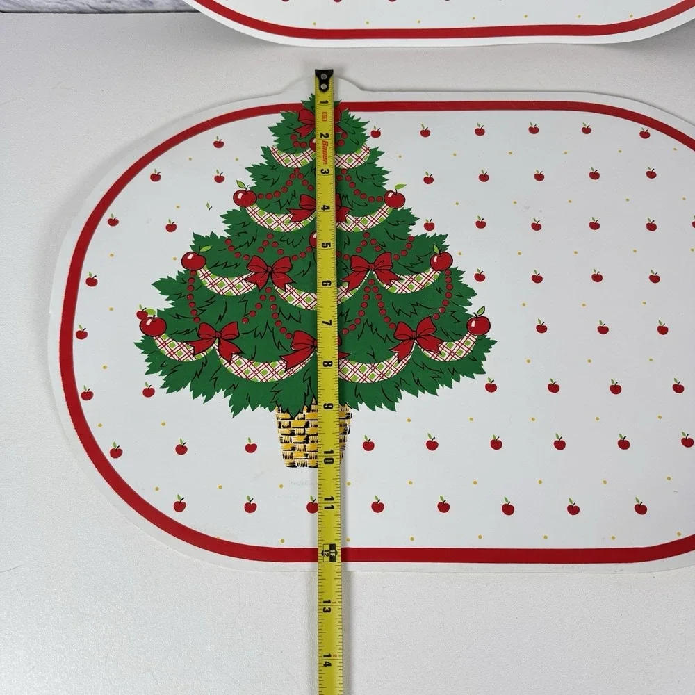 Festive Tree with Apples Christmas Vinyl Placemats Town & Country Linen Set of 2